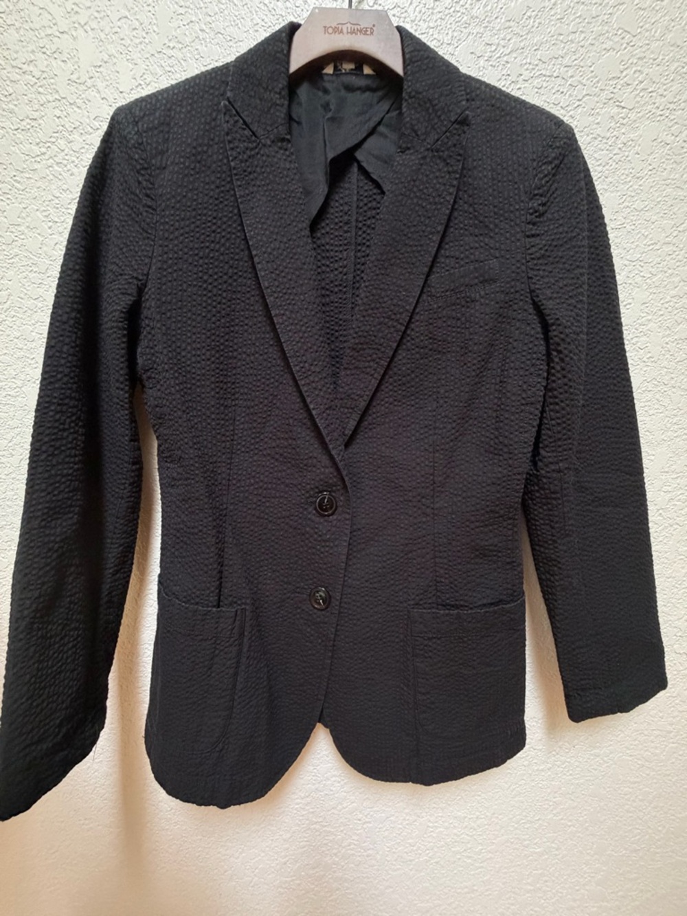 Vintage L.L.Bean Black Seersucker Blazer | 100% Cotton | Size 4 | Preppy Classic